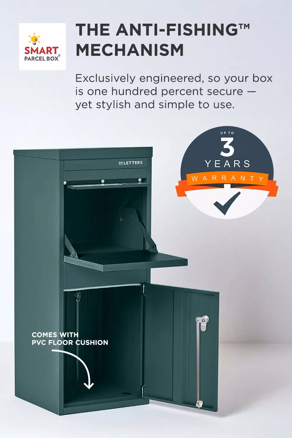 Homescapes Smart Parcel Box Large Front Access Secure Delivery Box in Green, W: 102.5 cm, D: 41.5 cm, H: 38.5 cm – 3