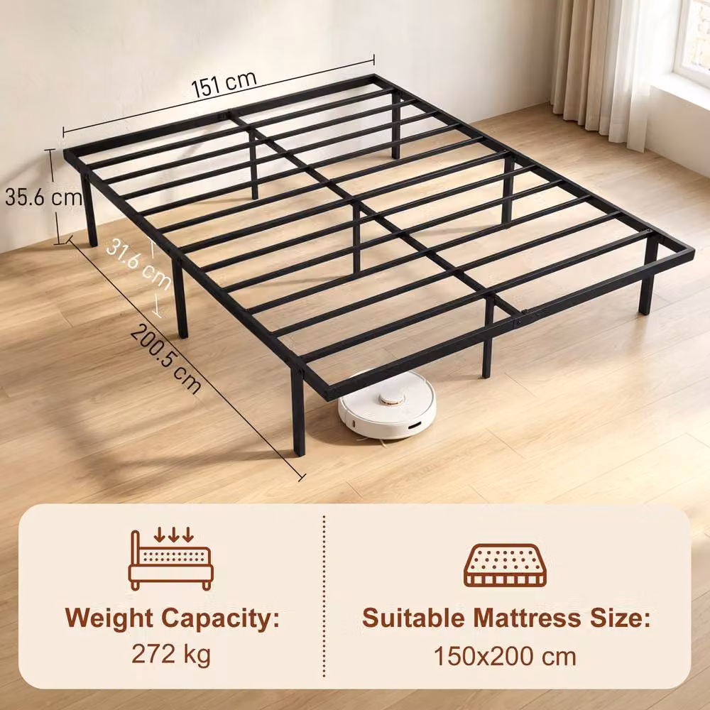 STILVORA King Bed Frame with Underbed Storage in Black Metal – 2