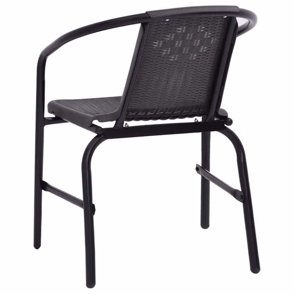 Berkfield Home Set of 6 Black Plastic Rattan and Steel Garden Chairs – 4