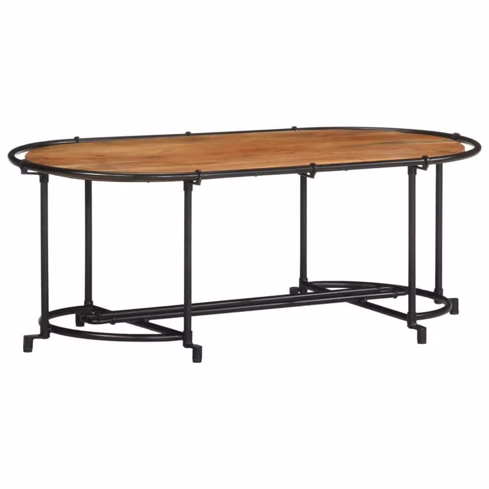 Berkfield Home Sturdy Acacia Wood Coffee Table in Brown and Black, W/D/H: 110 x 55 x 40 cm – 2