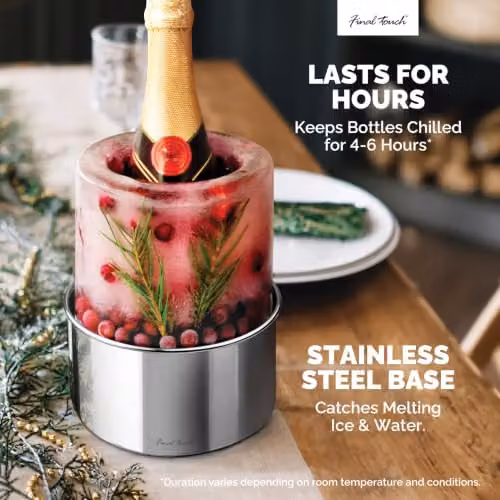 Final Touch Stainless Steel Ice Bottle Chiller in Silver and Multicolour – 2