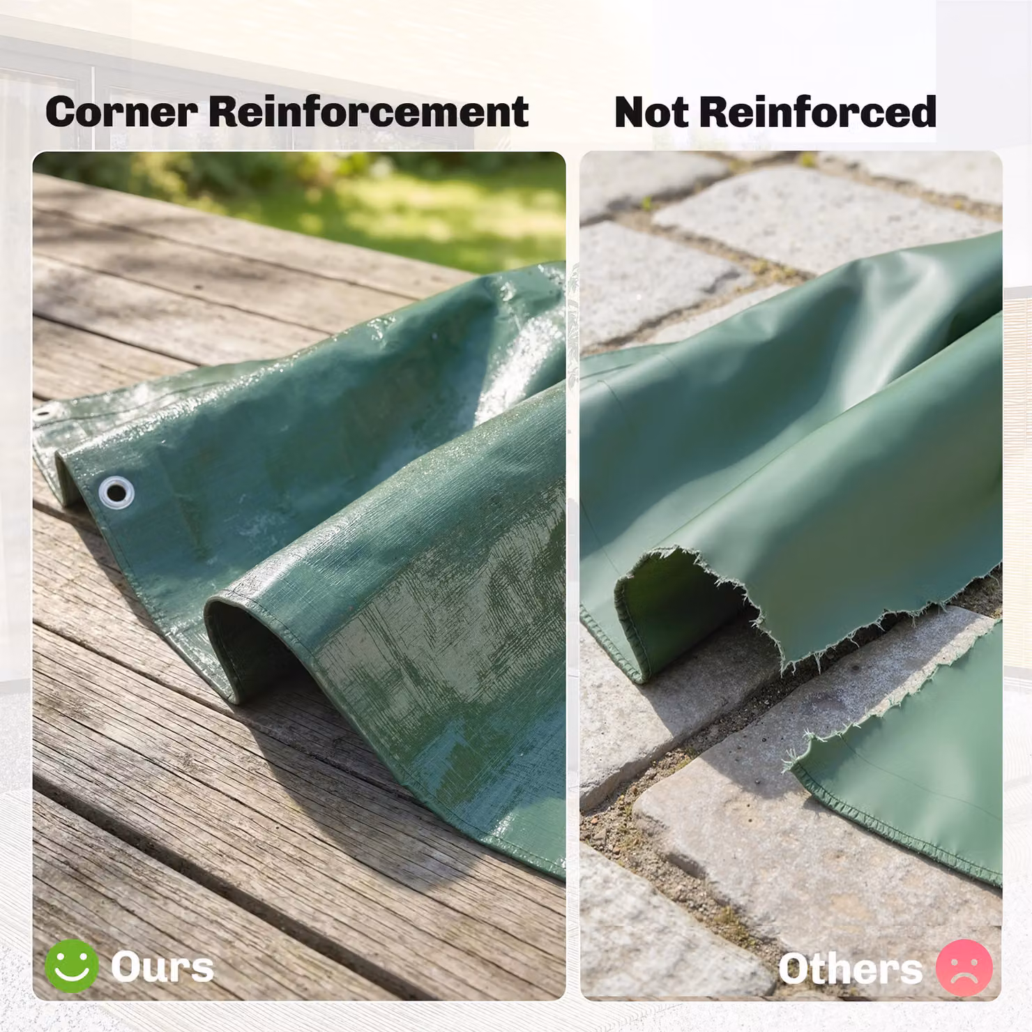 Outsunny Green Waterproof Tarpaulin, 4 x 6m Tear-Resistant PE Tarp with Reinforced Grommets and UV Protection – 5