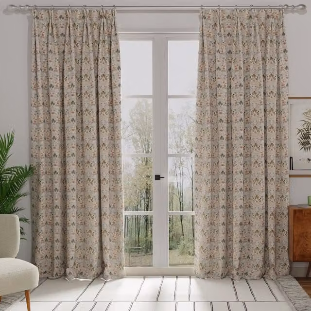 ANTE DECOR Skoll Made to Measure Blue Floral Blackout Cotton Curtain Panel