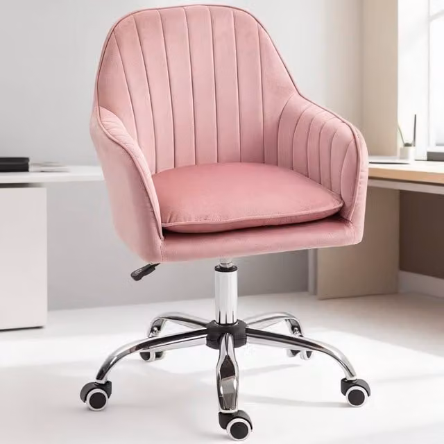ERGOVEXA Modern Velvet Swivel Task Chair in Pink