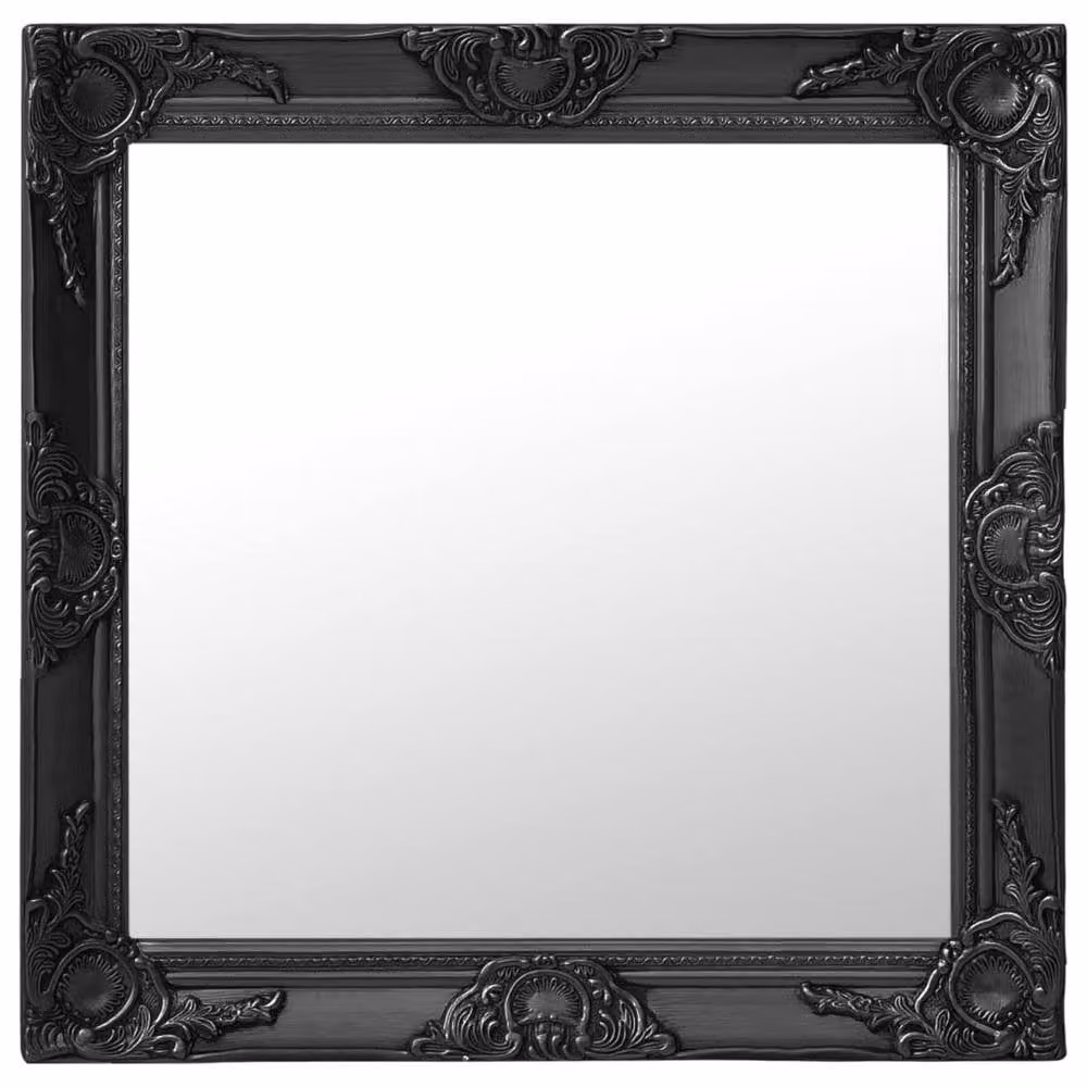 Berkfield Home Baroque Style Wall Mirror, Black, W: 60 cm, H: 60 cm – 2