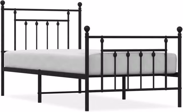 Berkfield Home Metal Bed Frame with Headboard and Footboard, Black, W/D/H: 90 x 190 cm