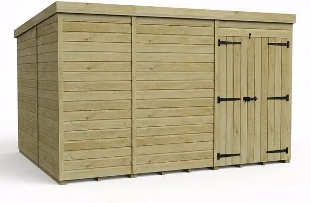 Buttercup Farm Pent Garden Shed in Brown Timber with Double Doors and No Windows W/D/H: 305 x 305 x 210 cm