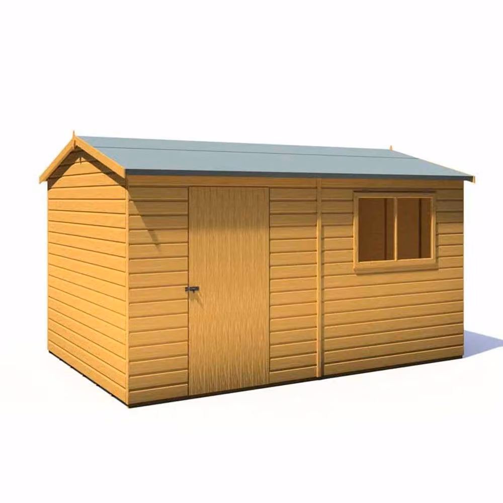Shires Lewis Single Door Reverse Apex Style D Shed in Brown – 2