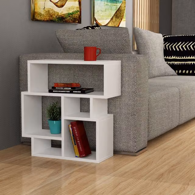 Decortie Modern White Square Side Table