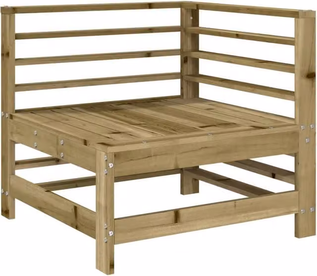Berkfield Home Beautiful 2-Piece L-Shape Garden Corner Sofa Set in Brown Impregnated Pine Wood – 1