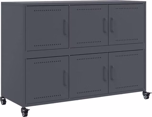 Berkfield Home Industrial Metal Sideboard in Anthracite Grey, W/D/H: 100.5 x 39 x 72 cm