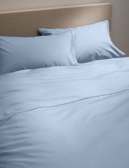 M&S Egyptian Cotton 230 Thread Count Percale Duvet Cover in Light Wedgewood Blue