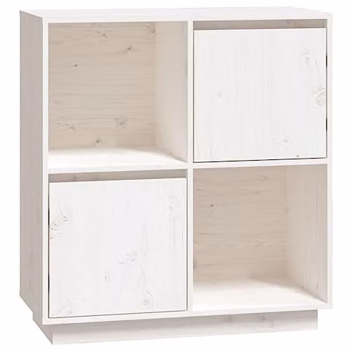 vidaXL White Lacquered Solid Pine Wood Sideboard, W/D/H: 74 x 35 x 80 cm