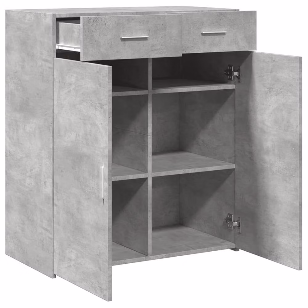 Berkfield Home Modern Abstract Sideboard in Concrete Grey, MDF, W: 80 cm, D: 42.5 cm, H: 93 cm – 2