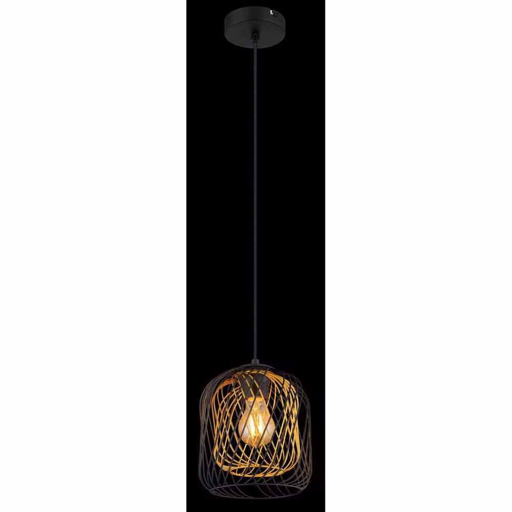 Netlighting Dichti Round Wire Frame Pendant Ceiling Light, Black, Diameter: 18 cm – 2