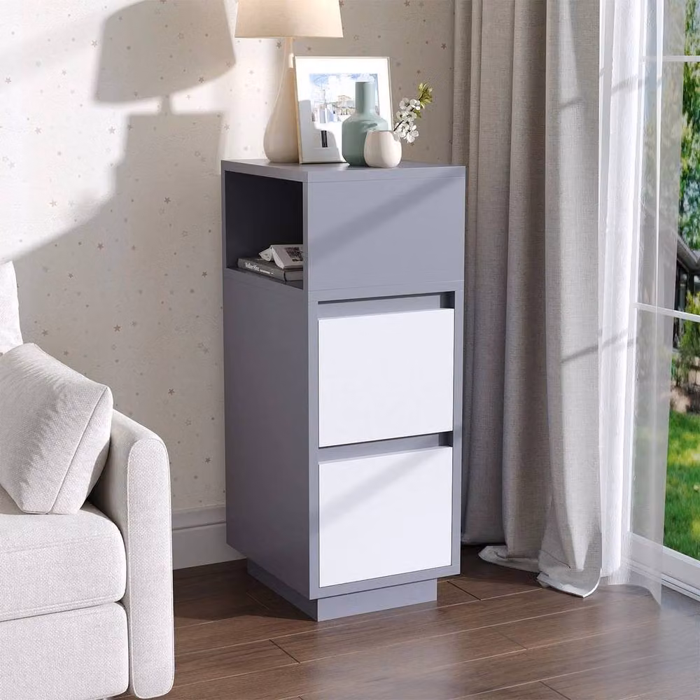 KORVIXA Grey Minimalist Bedside Table for Living Room and Bedroom, Height: 65 cm – 5