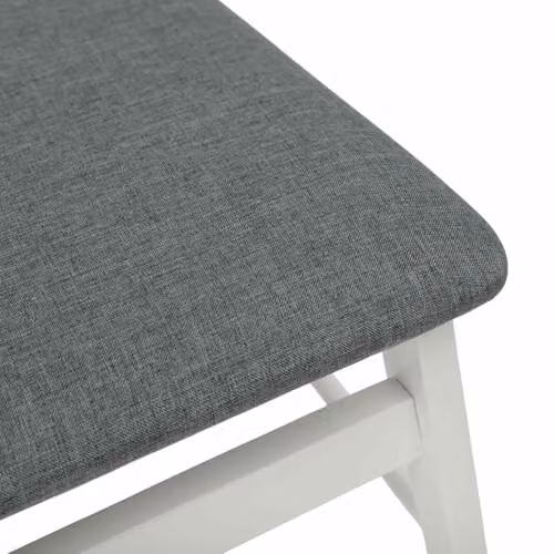 vidaXL Set of 2 Dining Chairs in White and Grey with Solid Rubberwood and Fabric – 4