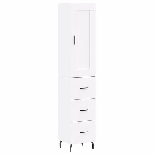 vidaXL Modern White Highboard with Hinged Doors and Internal Shelves, W/D/H: 34.5 x 34 x 180 cm