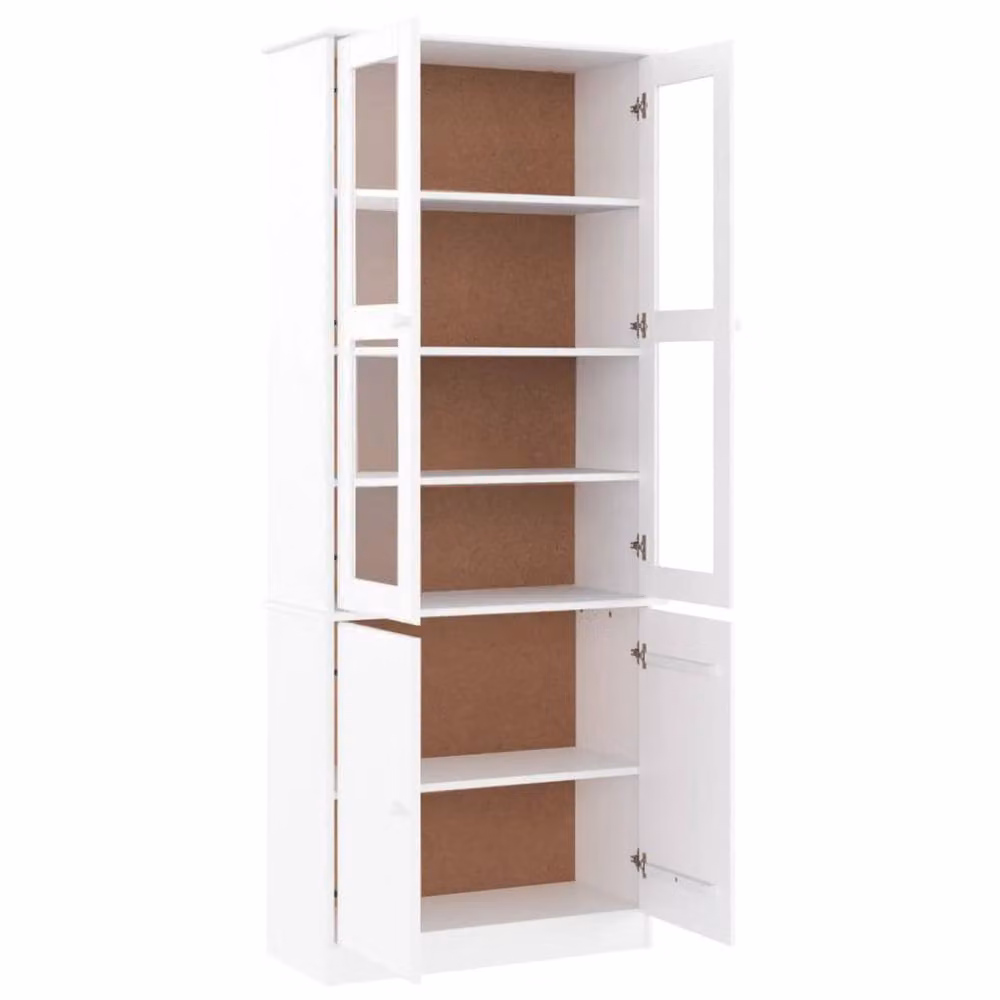 Berkfield Home ALTA Glass Display Cabinet in White Solid Wood Pine, W/D/H: 77 x 35 x 186.5 cm – 3