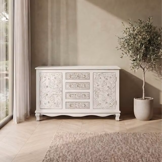 Dorel Rajat Sideboard in White and Grey