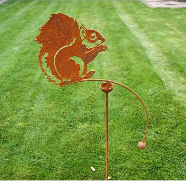 Poppyforge Squirrel Wind Rocker in Brown Steel, H 148.5 x W 54 x D 66 cm