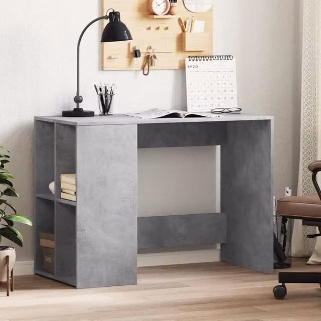 Berkfield Home Writing Desk in Concrete Grey, Engineered Wood, W/D/H: 102 x 50 x 75 cm