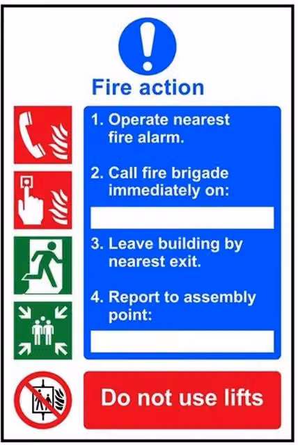Scan Fire Action Procedure Style 1 Multicolour PVC Sign W: 20 cm, H: 30 cm
