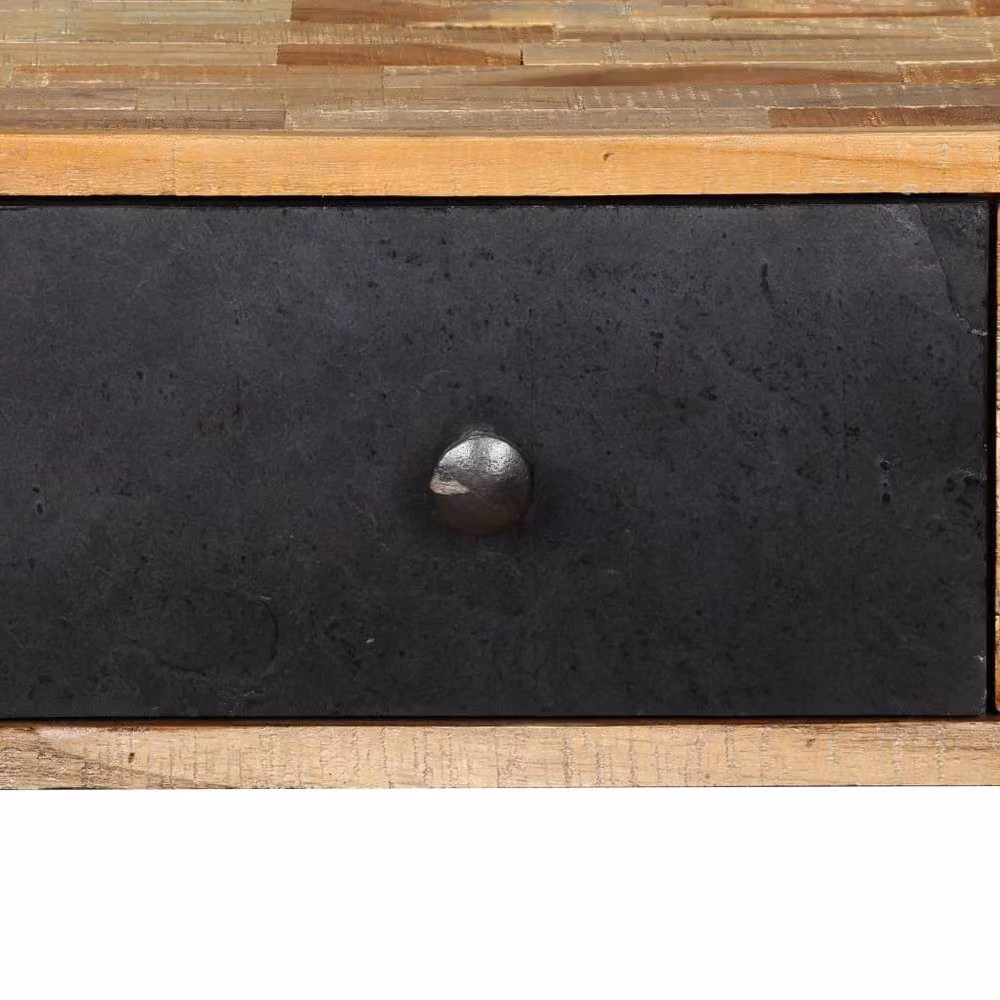 Berkfield Home Beautiful Console Table in Solid Reclaimed Teak, Brown and Multicolour, W/D/H: 120 x 30 x 76 cm – 5