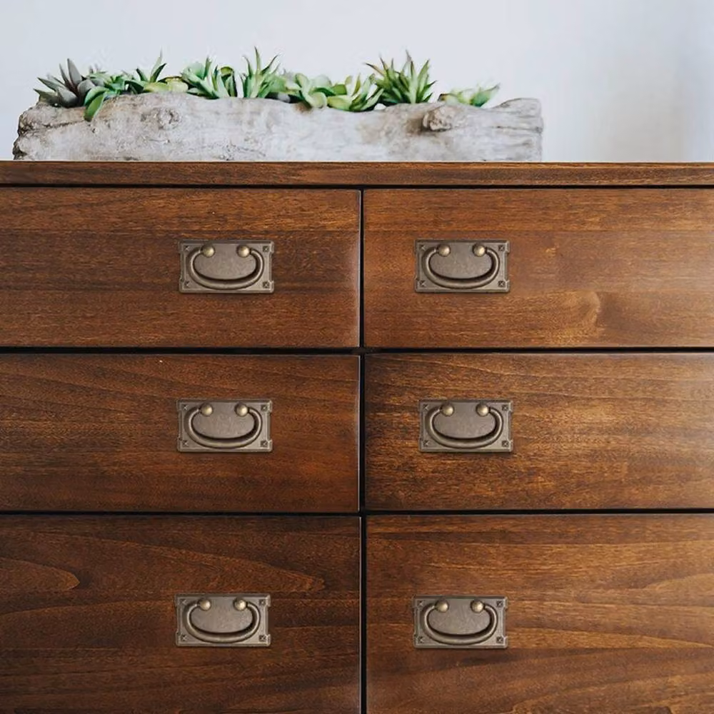 Kelvenix 4-Piece Set of Rustic Oak and Zinc Alloy Replacement Furniture Handles in Matt Bronze, W: 52 cm – 5