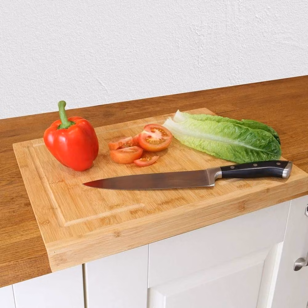 Kelvenix Brown Bamboo Rectangular Counter Edge Chopping Board with Groove – 2