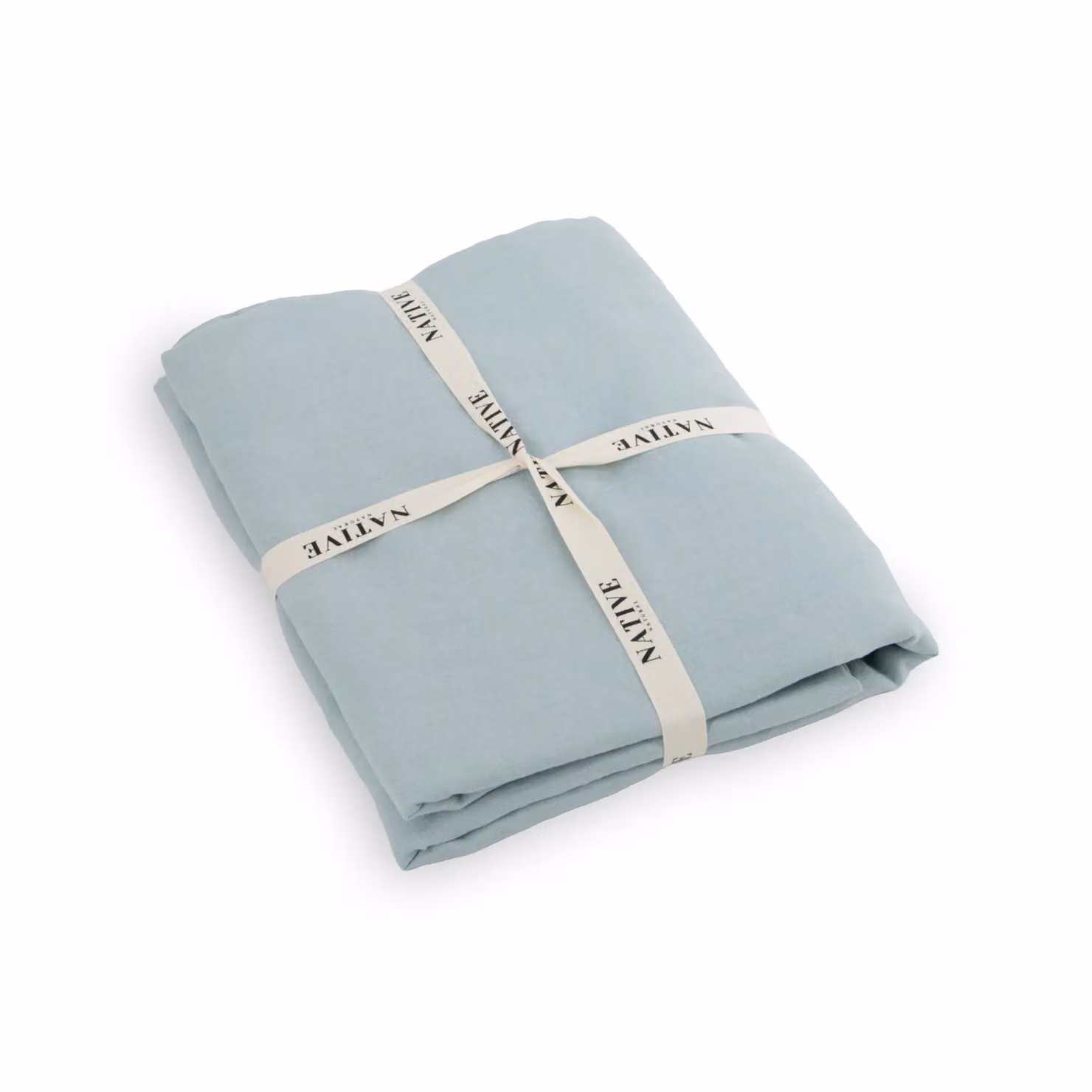 Native Natural Aqua 100% Linen Double Fitted Sheet in Blue, W/D/H: 140 x 190 cm – 2