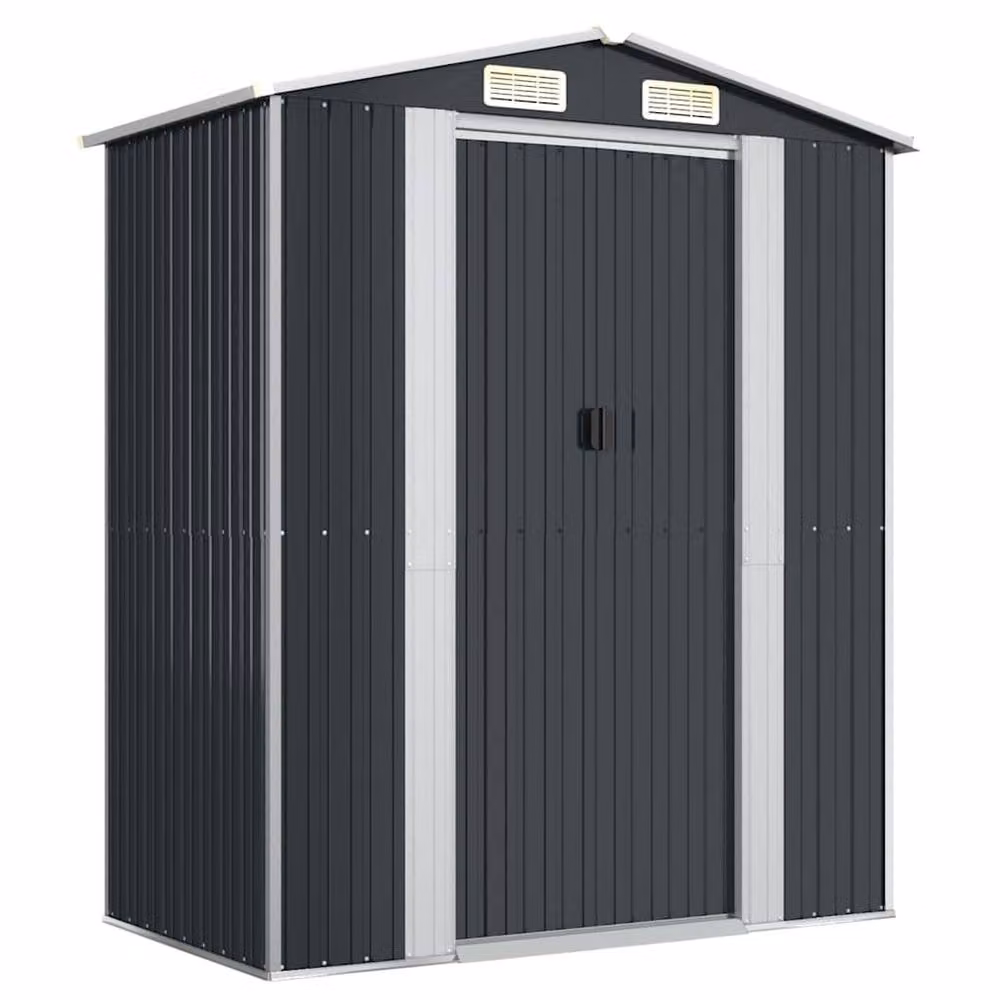 Berkfield Home Garden Shed in Anthracite Galvanised Steel, W/D/H: 192 x 108 x 223 cm – 3