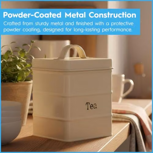 Harbour Housewares Metal Tea Storage Canister with Airtight Lid, Black – 2