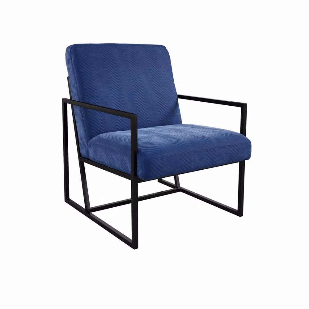 Lemon Pavilion Furniture Chance Oxford Chair in Oxford Blue Velvet and Metal with Armrests, W/D/H: 63.5 x 63.5 x 76 cm – 3