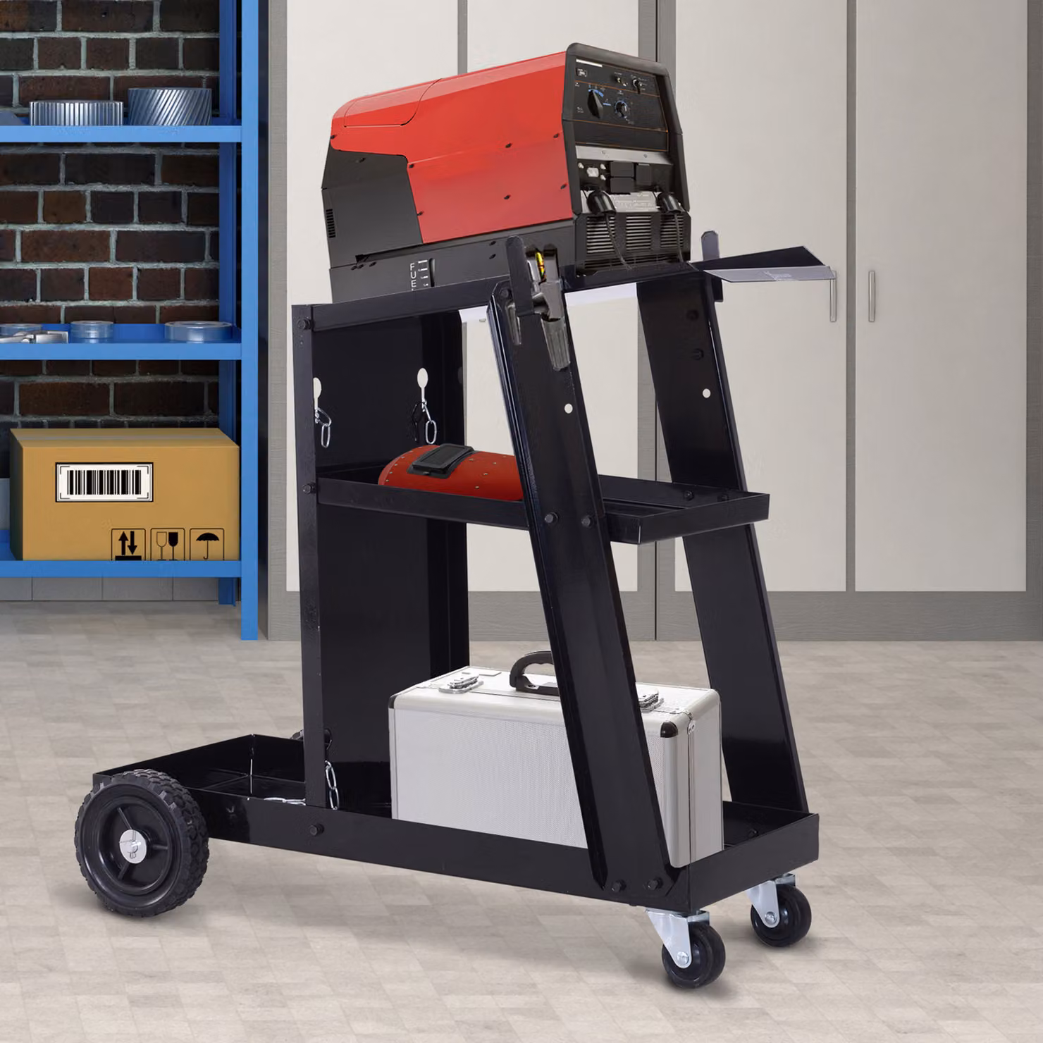 DURHAND Black Steel Welding Trolley Cart with Gas Bottle Storage and Wheels – 2