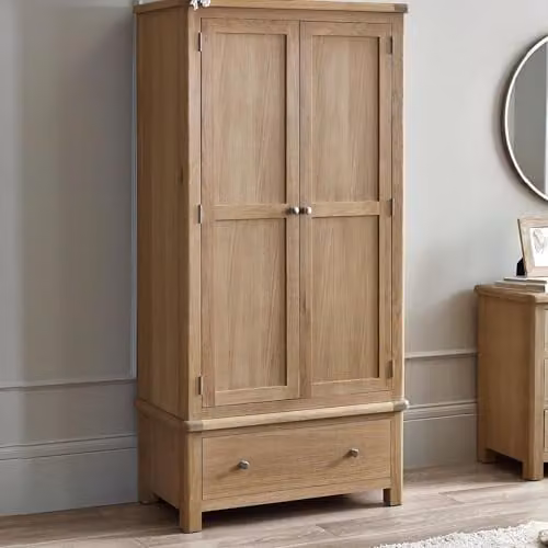 Julian Bowen Memphis 2 Door 1 Drawer Wardrobe in Limed Oak – 1