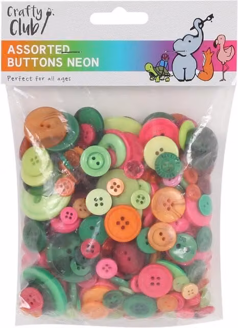 Crafty Club Assorted Neon Plastic Buttons in Multicolour