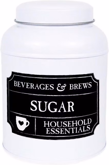 Purely Home Decaf Tea Metal Canister in Black Chalkboard-Style with Domed Lid
