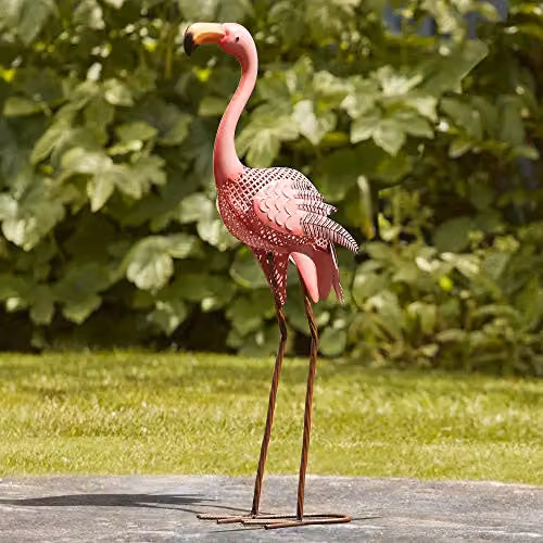Garden Gear Pink Metal Flamingo Ornament, Freestanding Outdoor Bird Statue, Height: 61 cm – 1