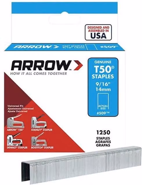 Arrow T50 Fine Wire Staples in Silver and Multicolour