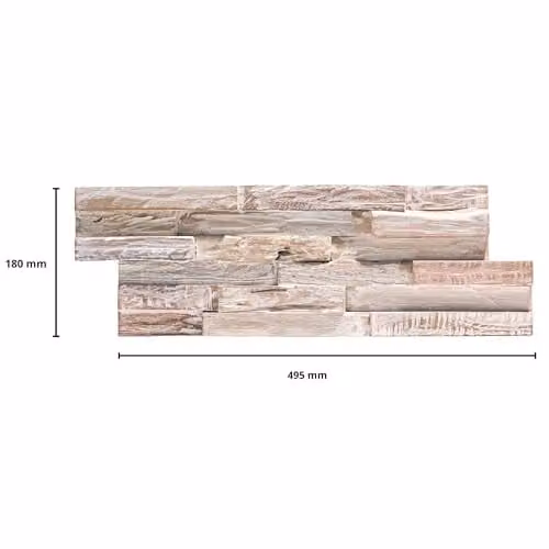 Wallsupply UltraWood White Wash Recycled Solid Teak Wood Wall Cladding 3D Interlocking Tiles, 10pcs 0.9m² – 2