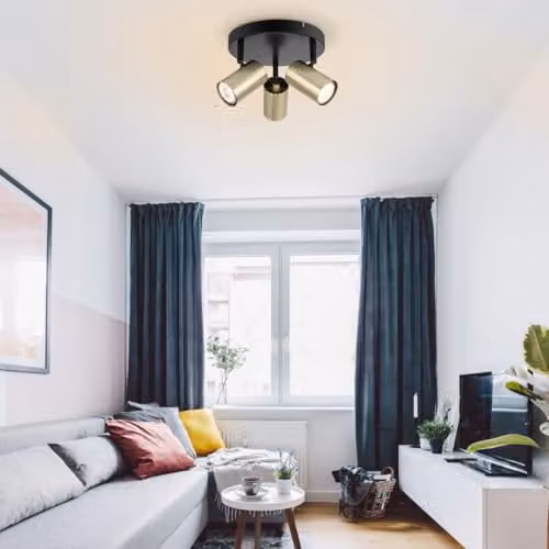 Cosylyte Grafton Modern 3 Light Surface Mounted Spotlight in Brushed Brass and Matt Black, W/D/H: 20 x 20 x 15 cm, 3xGU10 – 2