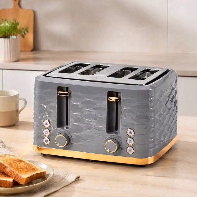 STILVORA 4 Slice Toaster with 7 Toasting Levels in Grey