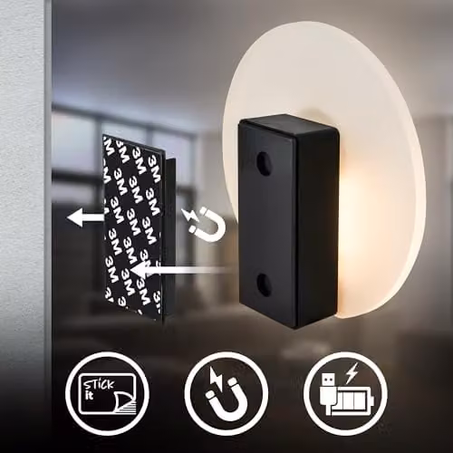Briloner Sticklights Rechargeable LED Wall Light with Motion and Dusk Sensor, Black, W/D/H: 15.0 x 3.7 x 14.7 cm – 6