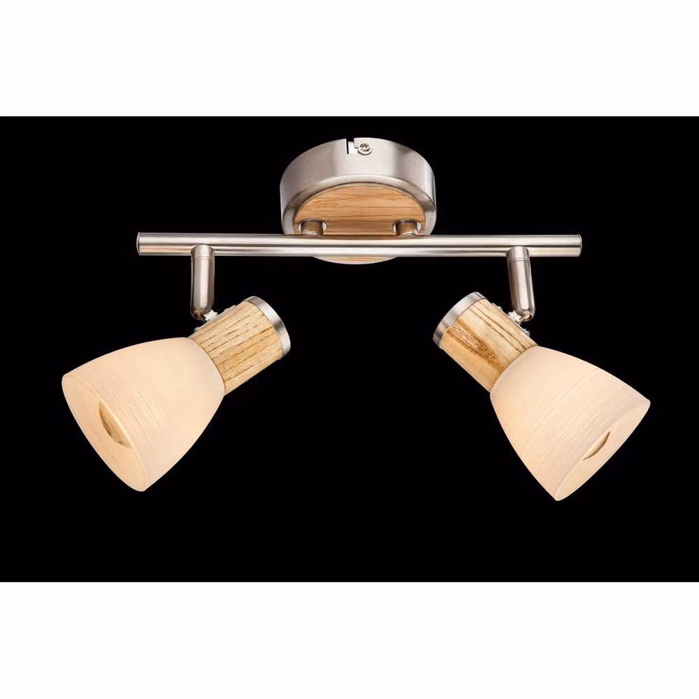 Globo Lighting Wall Design Light Fitting in Beige and Grey with Wood and Glass Details – 4
