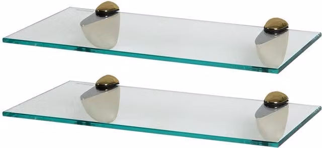 Harbour Housewares Gold Floating Glass Wall Mounted Shelf, Width: 40 cm