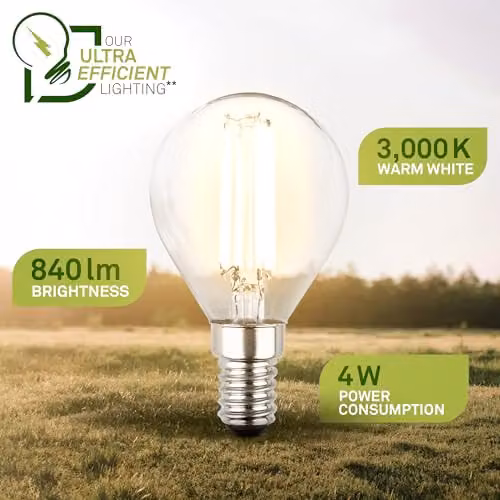 Briloner Set of 2 Warm White E14 LED Filament Bulbs, A60, 4W, 840lm, 45 x 80 mm – 5