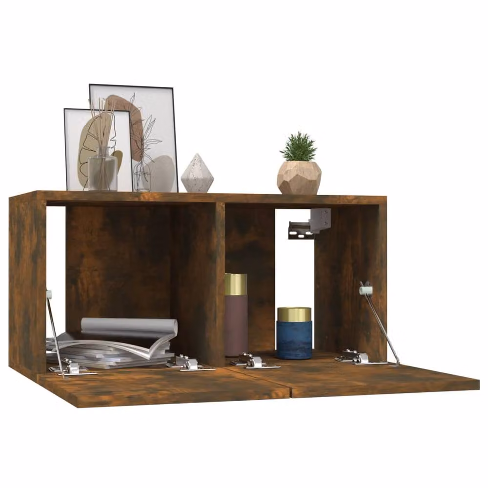 Berkfield Home Wall Mounted Hanging TV Cabinet in Smoked Oak Brown, W/D/H: 60 x 30 x 30 cm – 3