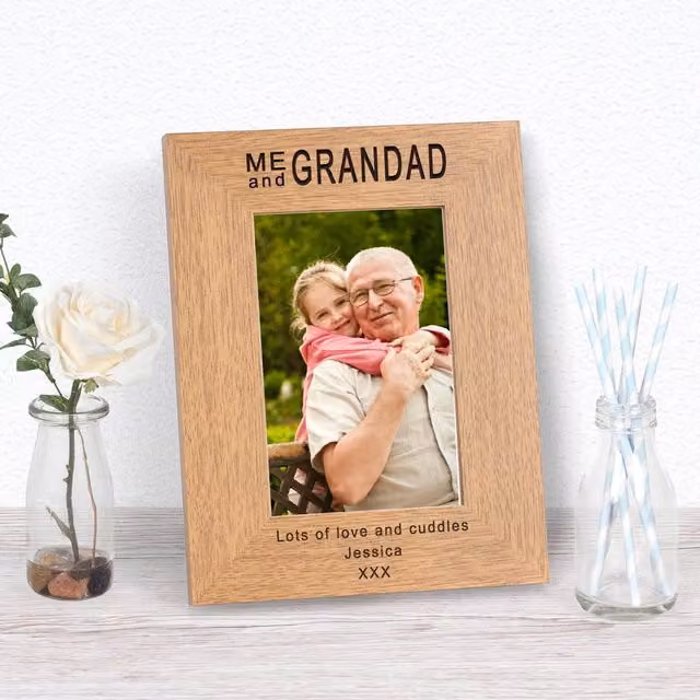 Uniqueful Personalised Me & Grandad Wood Picture Frame, Brown, 10 x 15 cm