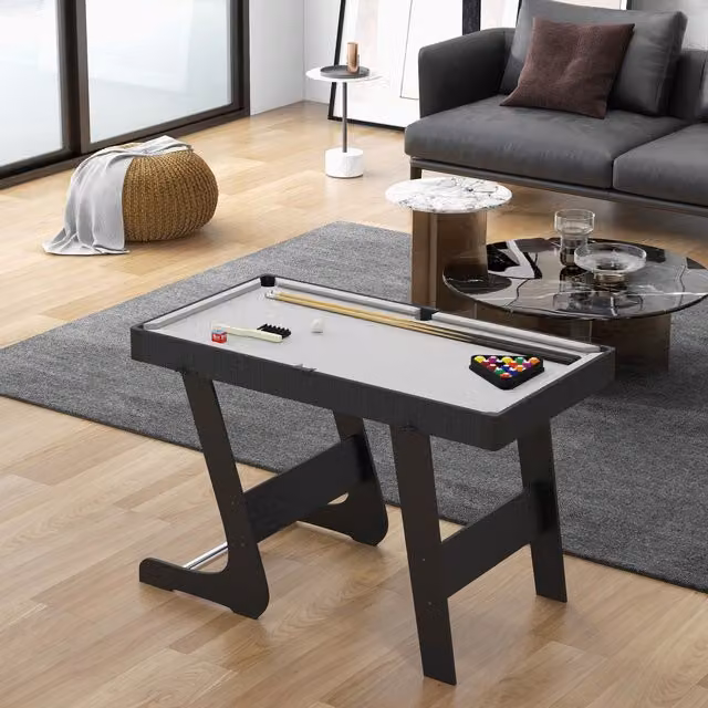SPORTNOW Folding Billiard Pool Table Set in Grey
